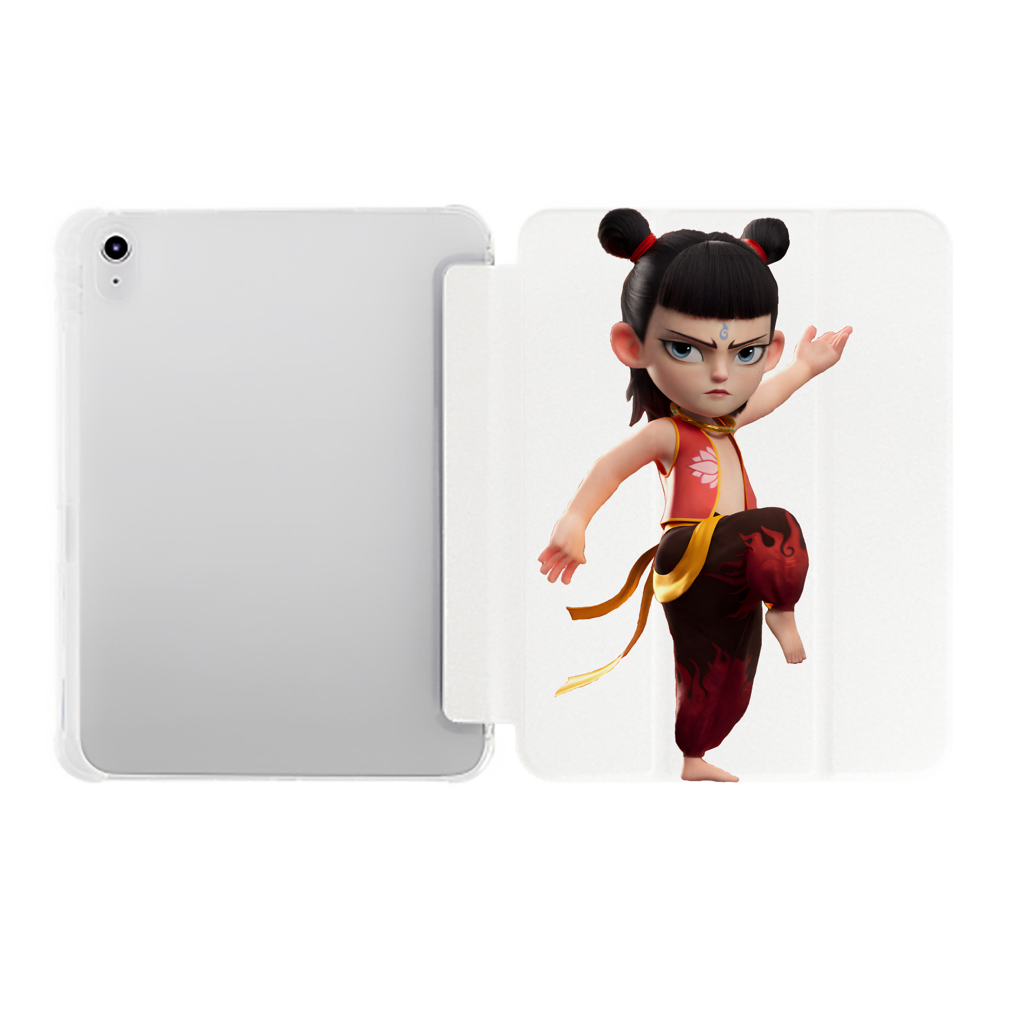 （画像用） Ne Zha 2 ナタ 魔童の大暴れ IPad ケース ペン収納付き 三つ折りスタンド PUレザー×シリコン 対応機種9.5/10.5/10.9インチ